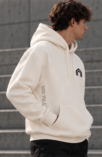 Bone Hoodie from the side, outline NO FILL down the right side seam